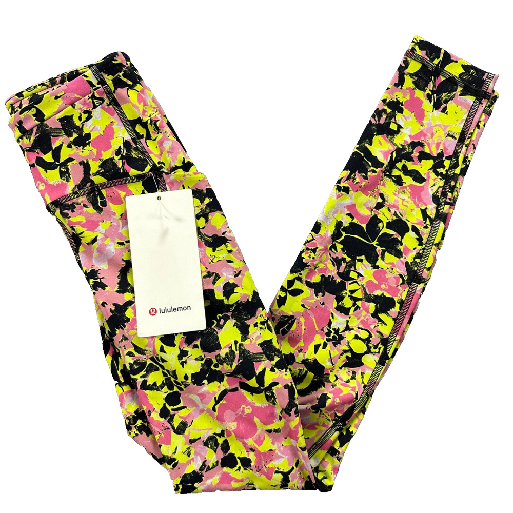 Lululemon Size 4 Swift Speed HR Tight 28” IFFY Inflect Floral Highlight Yellow